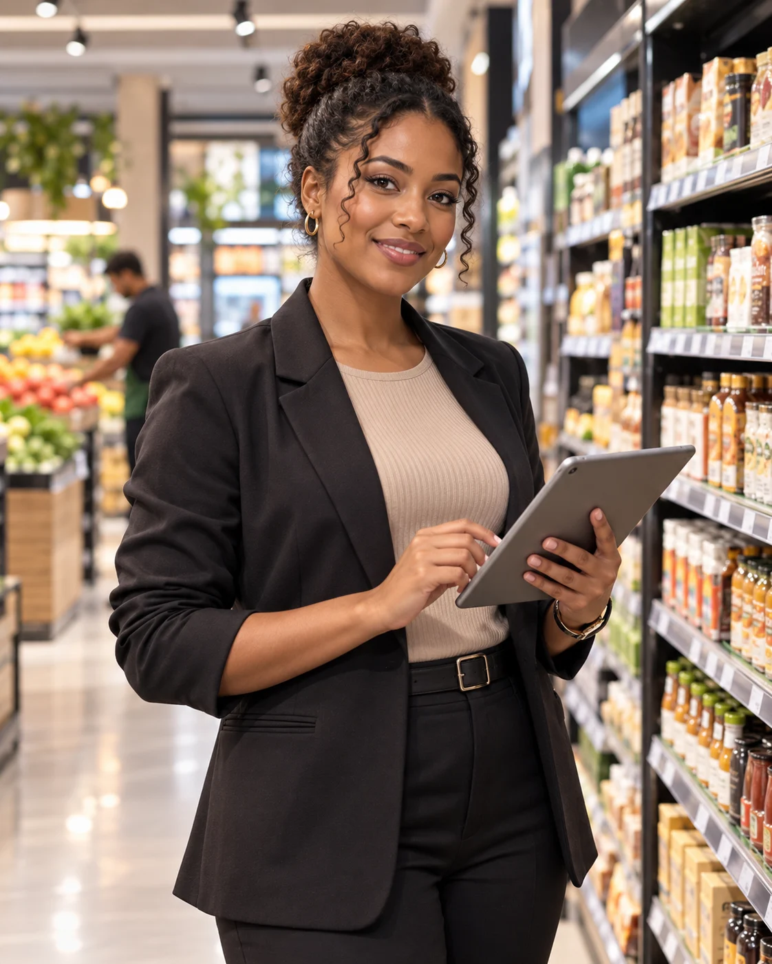 Responsable de magasin avec sa tablette